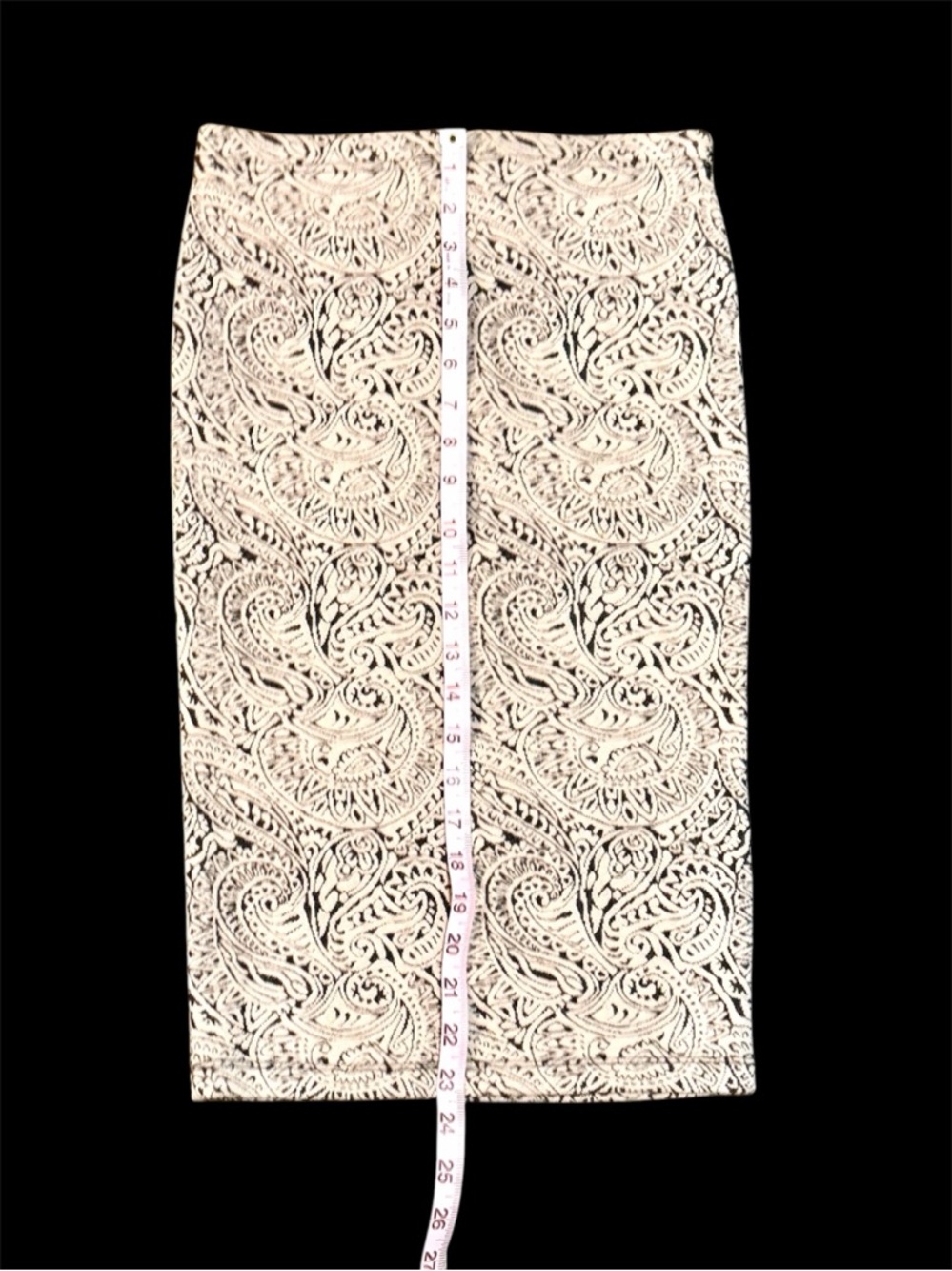 Forever 21 Cream and Black Paisley Pencil Skirt Sz S